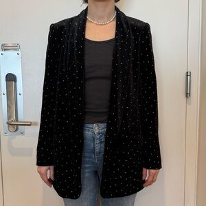 Zara Black Velvet Blazer with Silver Studs